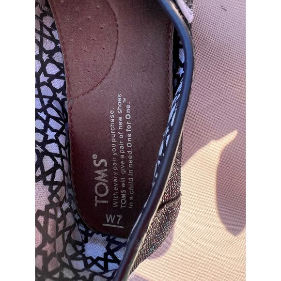 Toms Classic Alpargata Flat Shoes Sparkly Black Canvas Slip On Loafer Sz 7 - Picture 6 of 10